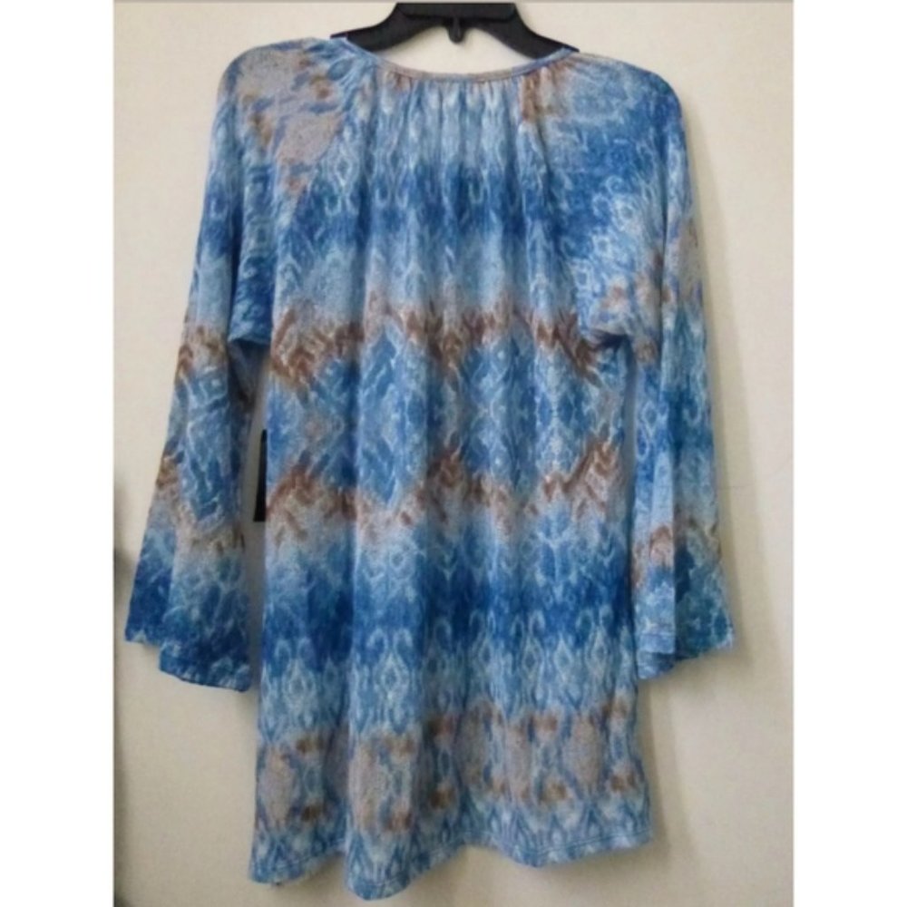 Kim Rogers Women Top Sz S Tunic Long Sleeve Blue - Picture 5 of 5